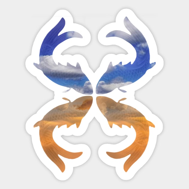 Blue Orange Sky Fish Sticker by Geomhectic